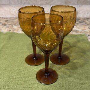Vintage Amber Glass Goblets